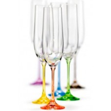 Набор бокалов для шампанского 190 мл 6 шт Bohemia Rainbow 40729/190S/D4641